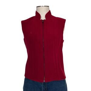 Red 100% Wool Full Zip Vest Womens Sz XS Wyoming Traders Outdoor Layer Winter